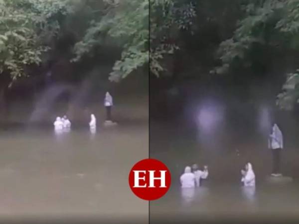 En el collage se puede ver cómo se formaron los halos blancos y luego se mueven al lado derecho de la pantalla. Foto: Captura de video.