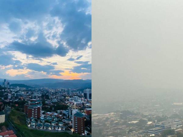 A pesar de las leves mejorías que presentó el país este fin de semana en temas de contaminación, en menos de 24 horas, el territorio hondureño vuelve a quedar bajo una pesada capa de humo, desapareciendo entre un velo gris a las ciudades que conforman la capital. Aquí las imágenes comparativas de este fin de semana.