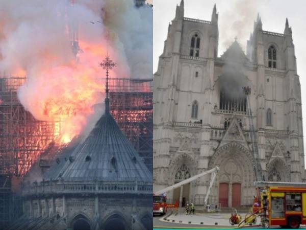 En plena misa de la tarde del 15 de abril de 2019 los guardias de seguridad escucharon la alarma de incendio y comenzaron a evacuar la catedral de Notre Dame de París, el incidente que ocasionó daños considerables.