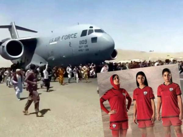 En imagen de archivo del 16 de agosto de 2021, cientos de personas corren al lado de un avión de carga C-17 de la Fuerzas Aérea de Estados Unidos que trata de despegar en la pista del aeropuerto internacional de Kabul. Foto:AP