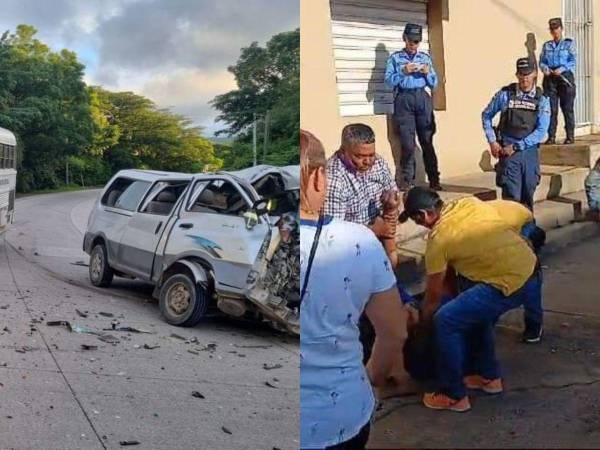 (A la izquierda) accidente ocurrido en la carretera CA-5 salida al sur a inmediaciones de Sabanagrande. (A la derecha) un accidente en el que falleció un motociclista en Catacamas, Olancho.