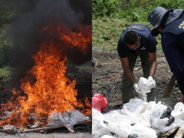 En los predios de la Policía Militar del Orden Público (PMOP) la Dirección Nacional Policial Antidrogas (DNPA) realizó la incineración de 48 kilogramos de cocaína fueron decomisados en el municipio de Jutiapa, Atlántida en 2021. Más detalles a continuación.