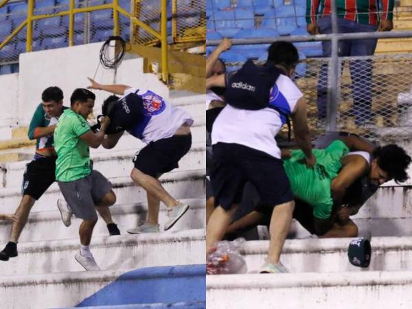 El lamentable zafarrancho que armaron las barras del Marathón y Alianza sobre el final del partido de Copa Centroamericana