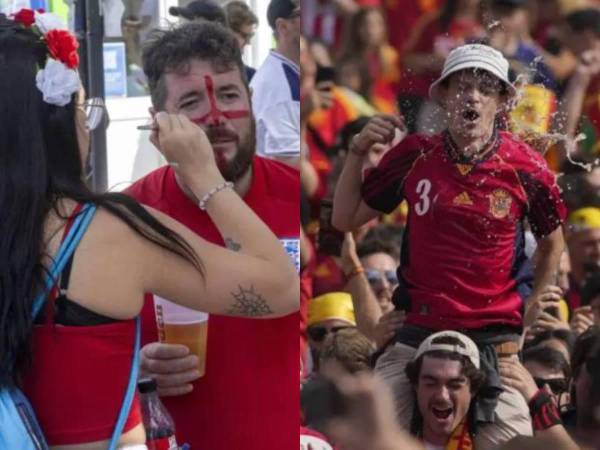 Las aficiones de España e Inglaterra disfrutan del ambiente previo a la final en los alrededores del estadio Olímpico. El rojo identifica a la ‘Furia Roja’ y el blanco a los ‘Tres Leones’