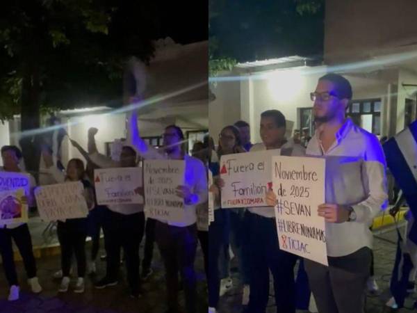 Jóvenes protestan pidiendo renuncia de Xiomara Castro.