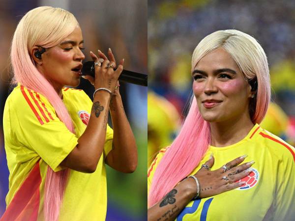 La cantante colombiana Karol G fue la encargada de entonar el Himno Nacional de Colombia en la gran final de la Copa América 2024, en donde su Selección se enfrenta a la de Argentina. Aquí las mejores imágenes de su presentación.