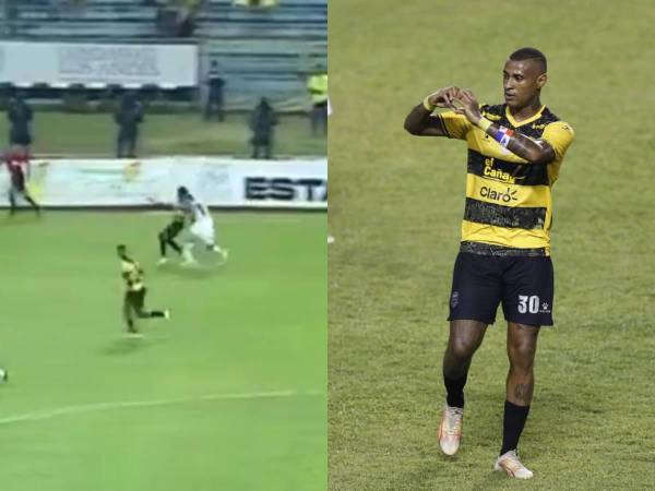 Celebración de Carlos Small en el primer tanto del Real España ante Olimpia.