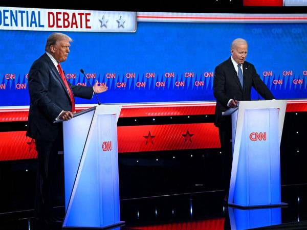 Donald Trump y Joe Biden durante el debate presidencial en Atlanta, Georgia, el pasado 27 de junio.