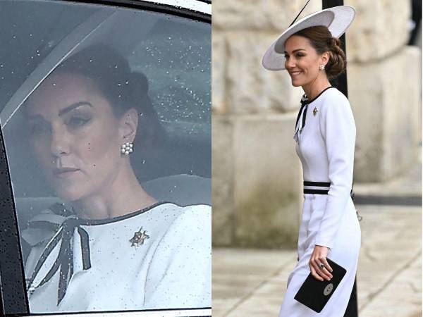 La princesa de Gales, Kate Middleton, sonriente, vestida de blanco y con un sombrero del mismo color que tapaba en parte su rostro, asistió al “Desfile del estandarte” o “Trooping the colour” acto que se realiza para celebrar el cumpleaños del rey Carlos III, convirtiéndose así en el primer evento público al que Middleton asiste desde que informó que fue diagnosticada de cáncer en marzo de 2024. A continuación las imágenes.