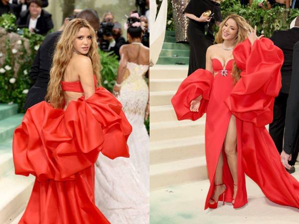 Con un despampanante vestido rojo, que evoca una rosa, la colombiana hizo su pasarela por la alfombra verde y blanco del Met Gala 2024, levantando revuelo a su paso en su debut en la importante celebración.