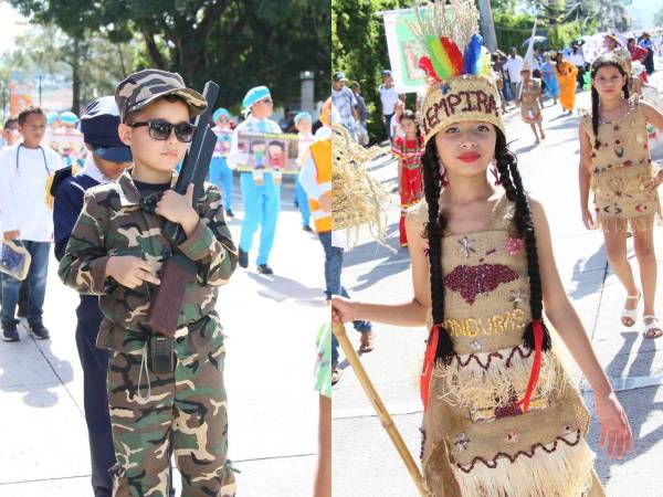 Haciendo honor a la patria, a sus símbolos y tradiciones, pero también a los sueños que desean cumplir en esta tierra a medida crezcan, cientos de estudiantes del nivel básico desfilaron por las calles de Tegucigalpa, Comayagüela y alrededores para conmemorar los 203 años de independencia de Honduras. Aquí algunas imágenes.