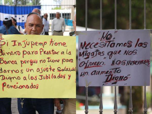 Solicitando un reajuste salarial, jubilados y pensionados realizaron una protesta este viernes en las afueras del Injupemp. Los manifestantes llevaron pancartas.