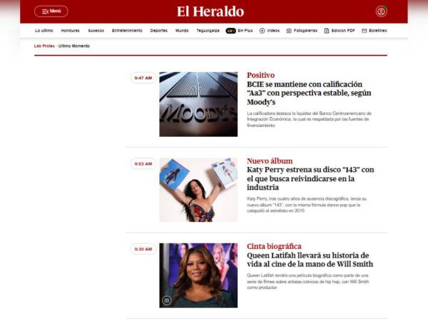 La sección “Último momento” es una de las novedades del sitio web de EL HERALDO.