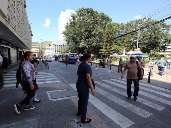 Así luce la avenida Cervantes en el cruce peatonal que está a un costado de la plaza central.