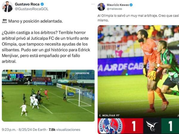 Esto fue lo que dijeron los periodistas y los medios de comunicación tras el gol polémico de Edrick Menjívar en el partido entre Olimpia y Juticalpa.