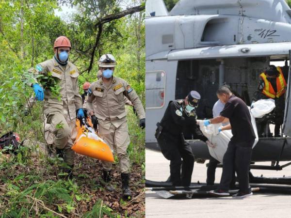 Tras una larga jornada se realizó el levantamiento y recuperación del cuerpo de Elvin Izaguirre, las autoridades emplearon un helicóptero para trasladar el cadáver hasta la base aérea Hernán Acosta Mejía de la capital, en donde lo esperaba un vehículo forense para trasladarlo a la morgue.