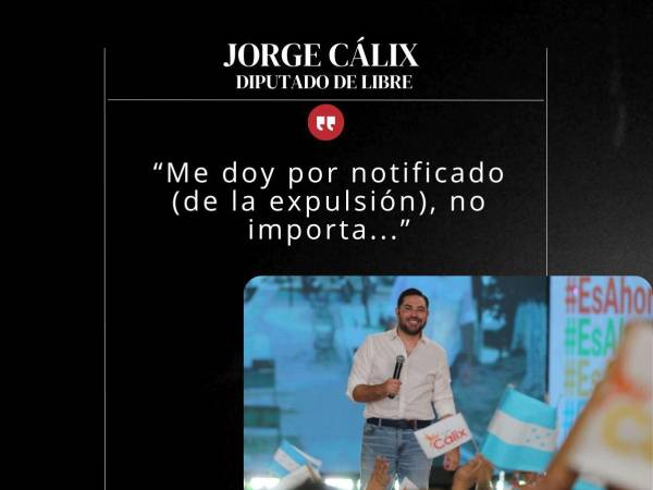 Esta tarde, el actual diputado y precandidato presidencial, Jorge Cálix, notificó públicamente su expulsión del Partido Libertad y Refundación (Libre) por el tribunal de honor de la organización política. A continuación las frases más destacadas tras ser notificado.