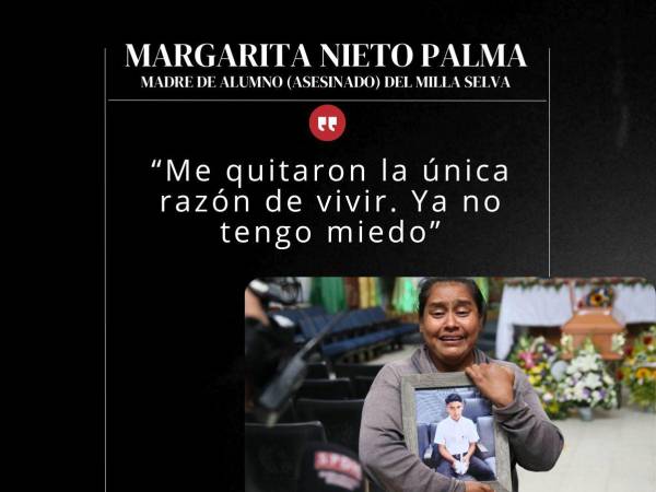 La madre de Richard Ávila, menor asesinado a pocas cuadras del Instituto Milla Selva, expresó su deseo de justicia por la muerte de su único hijo. En medio su dolor, la mujer dijo que “le quitaron la única razón de vivir. Ya no tengo miedo”, además, “si mi vida vale un tiro en la cabeza como el que le dieron a mi hijo, ni modo. Pido justicia”, expresó. A continuación las desgarradoras frases de Margarita Nieto.