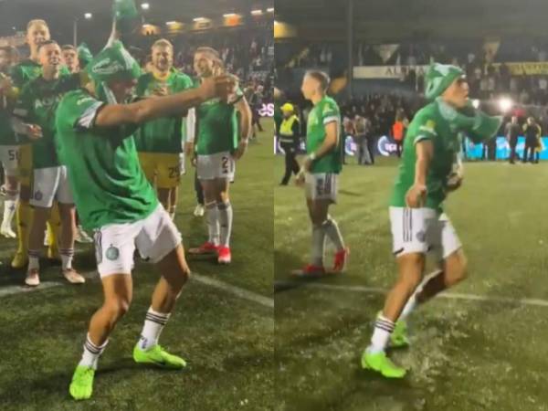 Luis Palma se robó el show en el festejo de campeón del Celtic, campeón de la Liga de Escocia.