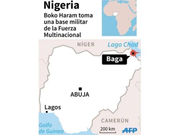 Ubicación de la base militar tomada por Boko Haram.