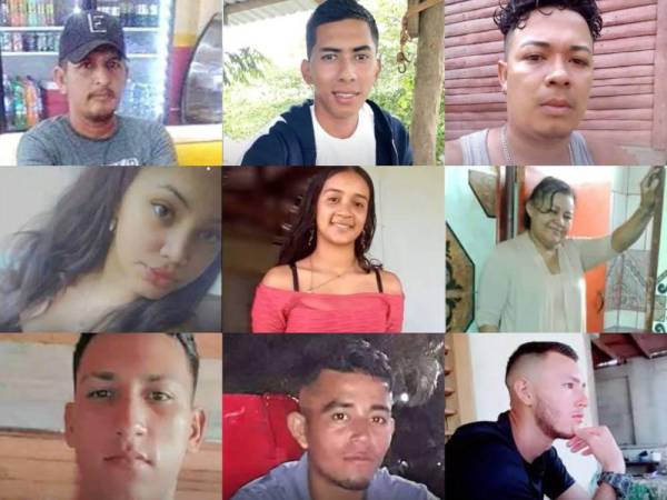 Foto de algunos de los hondureños desaparecidos. Familiares y amigos piden ayuda para dar con su paradero.