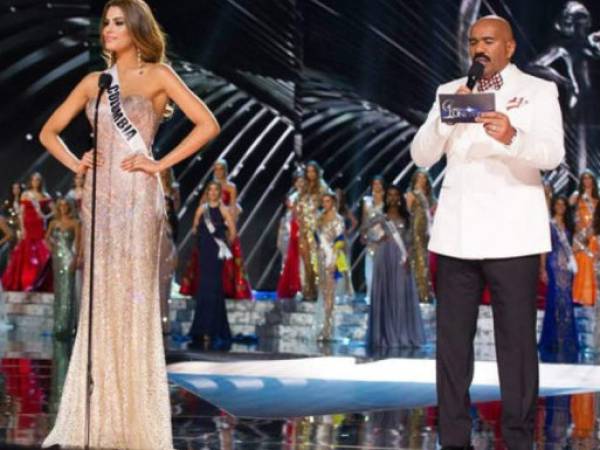 Steve Harvey coronó por equivocación a Miss Colombia, Ariadna Gutiérrez, en plena transmisión en directo, cuando la verdadera ganadora era Miss Filipinas, Pia Alonzo.