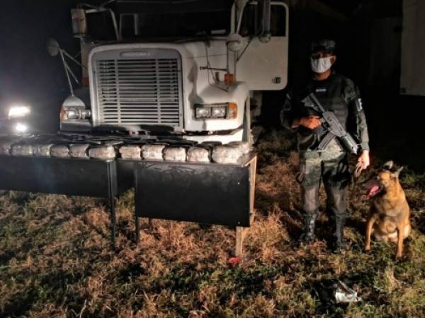 El vehículo y los paquetes con supuesta marihuna fueron decomisados por las autoridades. Foto: Cortesía