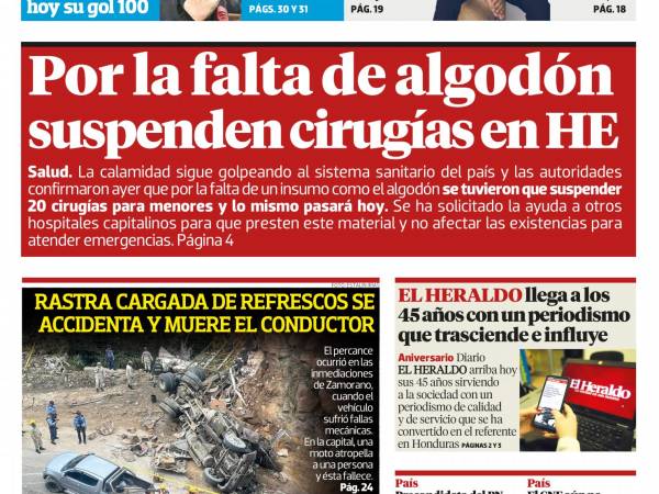 Por falta de algodón suspenden cirugías en Hospital Escuela