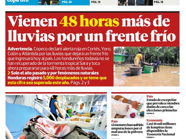 Vienen 48 horas más de lluvias por un frente frío