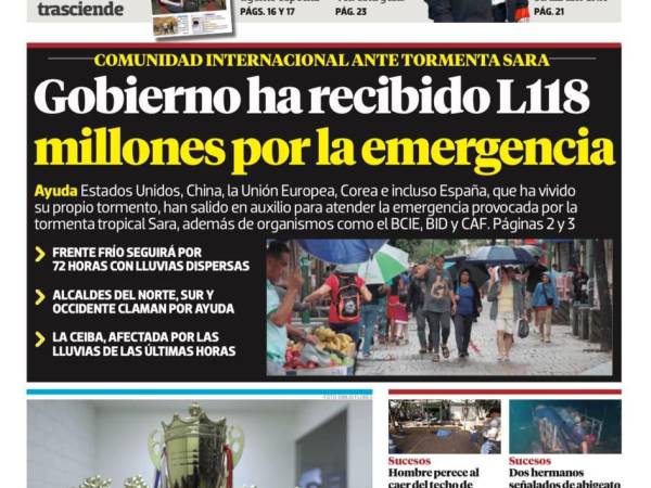 Gobierno ha recibido L118 millones por la emergencia