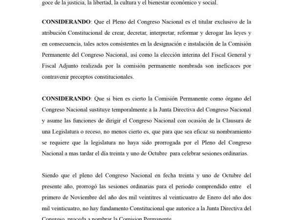 Resolución de Pleno 1-2023 que deja sin valor y efecto elección interina de Johel Zelaya como Fiscal General y Mario Morazán como Fiscal Adjunto