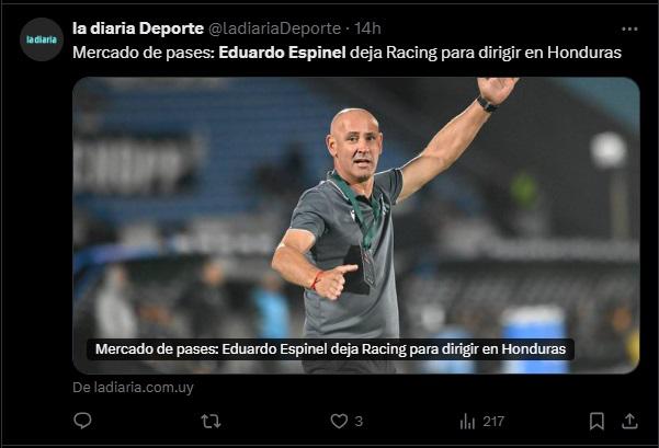 Lo que dicen los medios internacionales sobre Eduardo Espinel, nuevo técnico del Olimpia