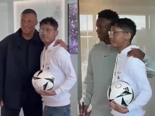 Mbappé y Vinicius Júnior compartieron con el hondureño que lucha contra el cáncer.