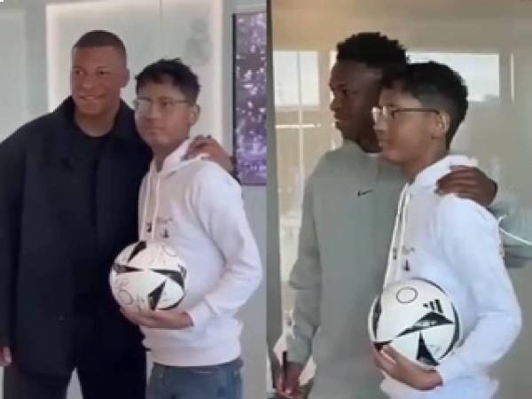 Imágenes de Gustavo junto a Mbappé y Vinicius Jr.