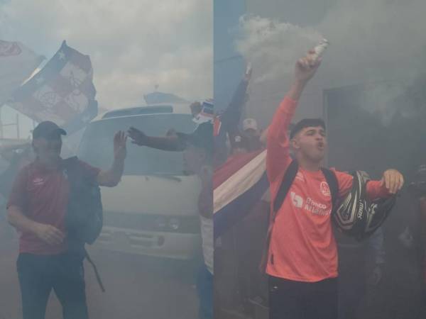 Te dejamos las mejores postales de la llegada de la Barra Ultra Fiel, locura en el recibimiento de los futbolistas de Olimpia en la previa del juego ante Olancho.