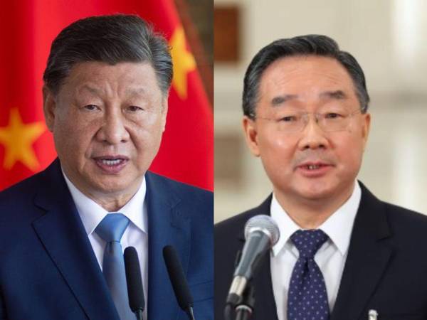 Imagenes de archivo del presidente de China, Xi Jinping (i) y el exministro de Agricultura Tang Renjian (d).