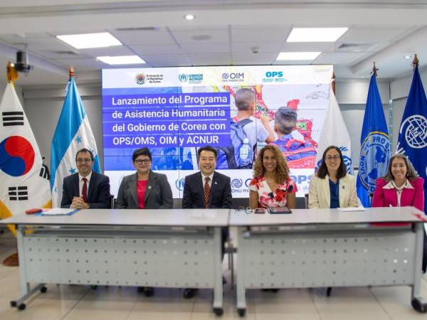 Representantes del Gobierno de Honduras, del Gobierno de Corea y de la OPS, OIM y ACNUR estuvieron presentantes en el lanzamiento del programa en el que se anunció la donación de fondos.