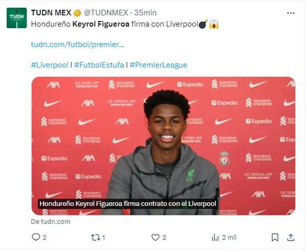 Lo que dicen los medios sobre primer contrato de Keyrol Figueroa con el Liverpool