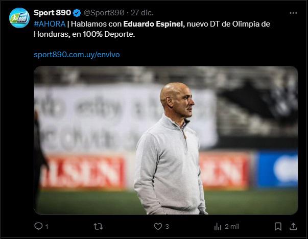 Lo que dicen los medios internacionales sobre Eduardo Espinel, nuevo técnico del Olimpia