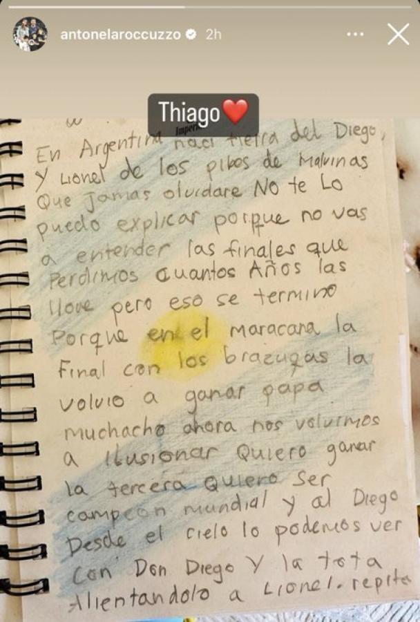 La carta que el hijo de Messi escribió antes de la final del Mundial que se hizo viral