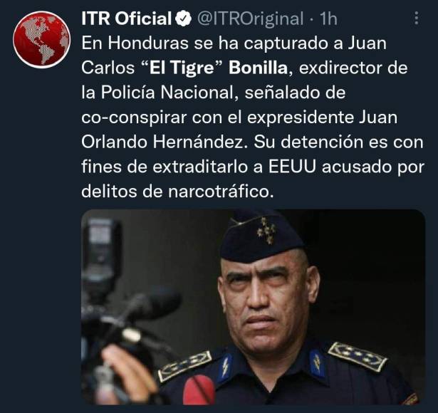 Así informa el mundo la captura del exdirector policial ‘El Tigre’ Bonilla