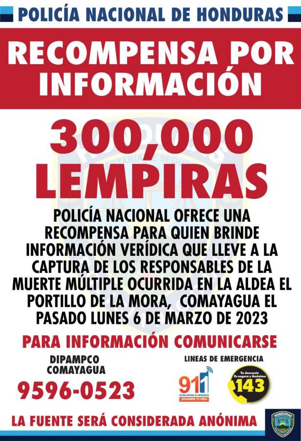 Este es el afiche con el que la Policía Nacional espera recabar información sobre los autores del crimen.