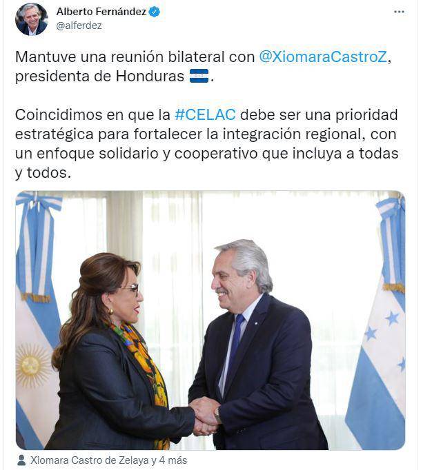 El tweet que compartió el mandatario argentino en sus redes sociales.