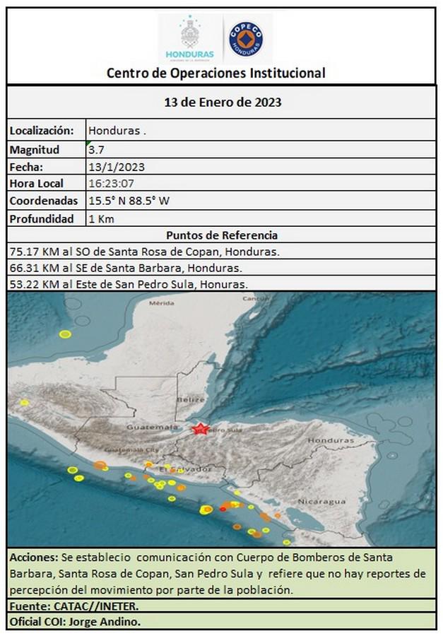 Leve sismo meció a San Pedro Sula este viernes