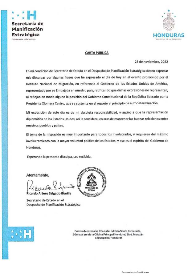 Ministro Ricardo Salgado arremete contra Estados Unidos y luego se disculpa