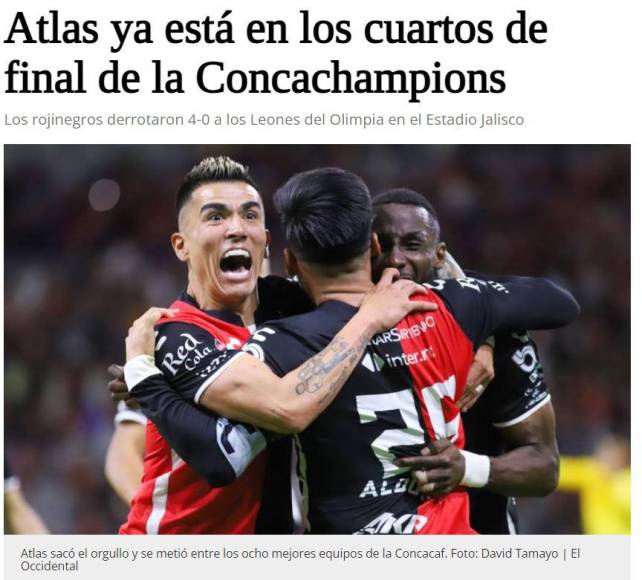 Prensa mexicana califica de “heroica” la remontada del Atlas ante el Olimpia en Concachampions