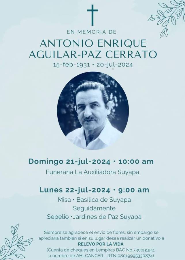 Muere Enrique Aguilar Paz, exministro de Salud de Honduras