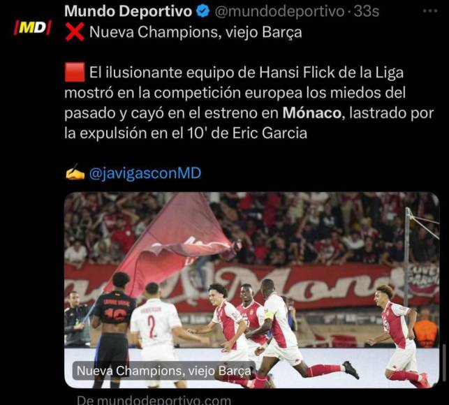 “Miedo en Champions”: así reaccionó la prensa tras derrota de Barcelona ante Mónaco