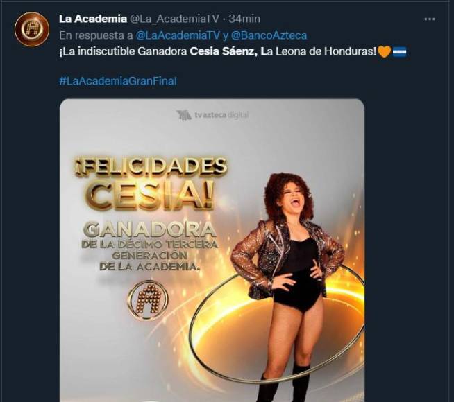 Así informó el mundo el triunfo de Cesia Sáenz en La Academia 20 años