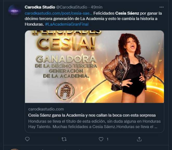 Así informó el mundo el triunfo de Cesia Sáenz en La Academia 20 años